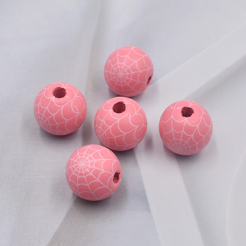 Wholesale 10pcs of New Halloween Spider Web Colorful DIY Children's Wood Beads